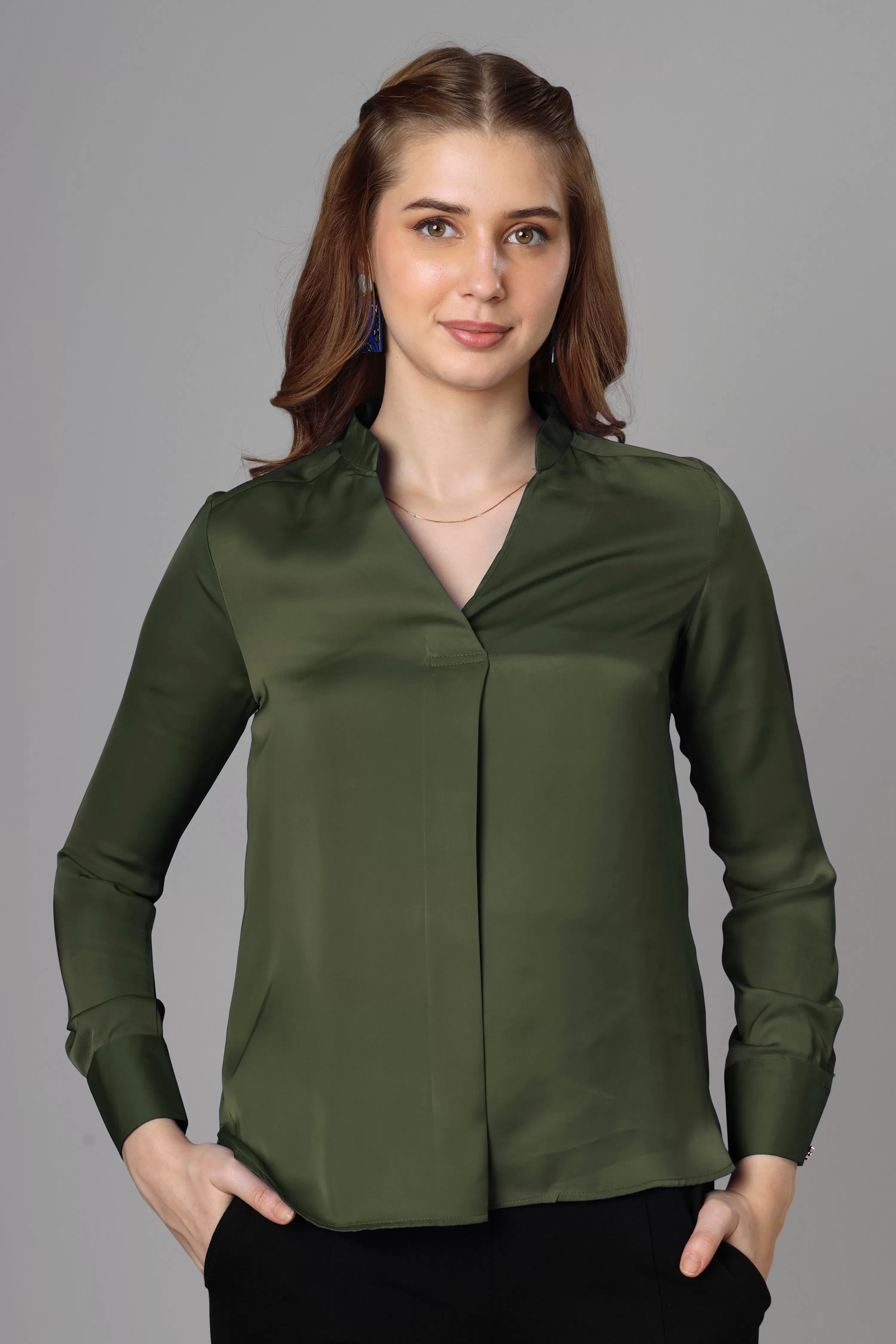 Classic Seaweed Green Top For Women