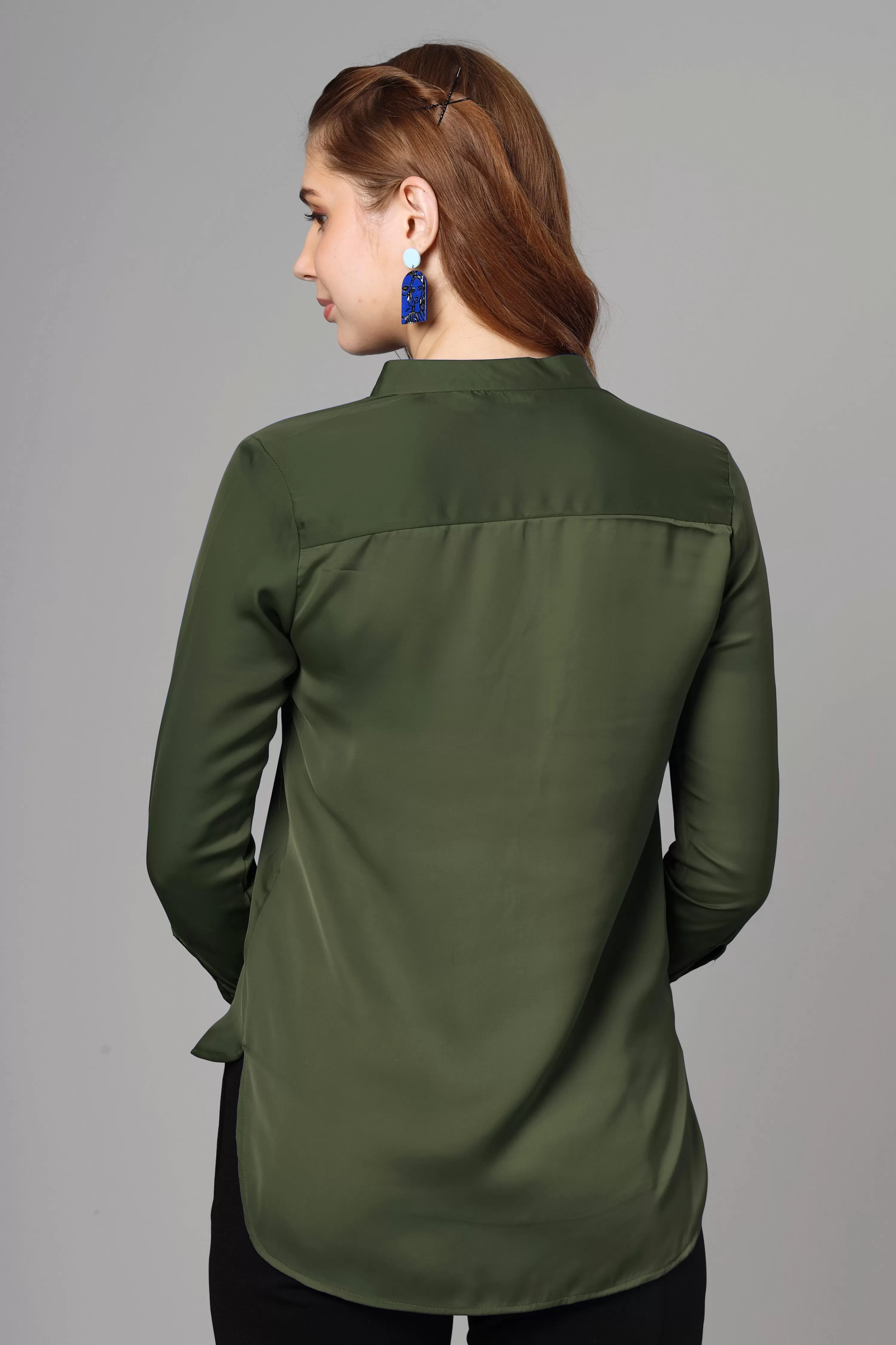 Classic Seaweed Green Top For Women