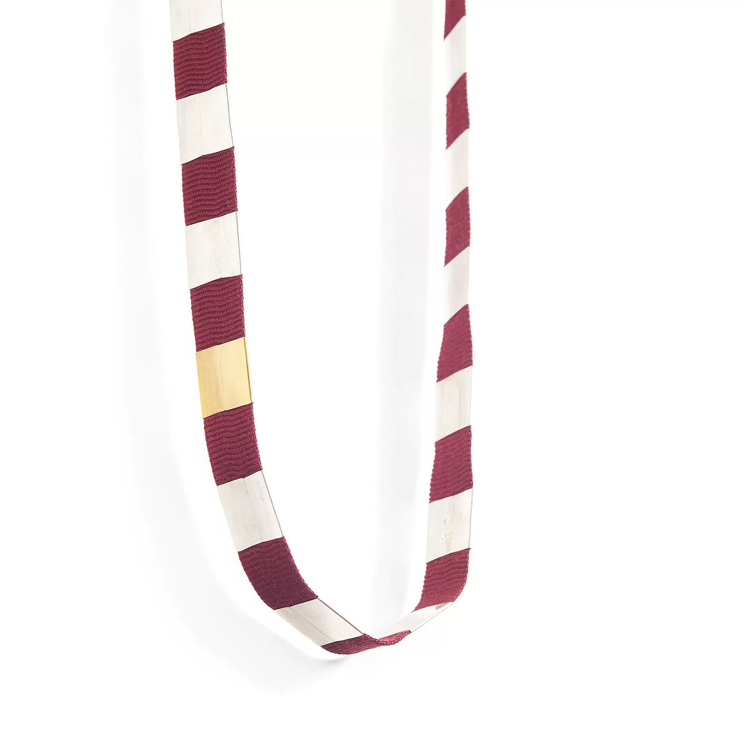 Classic Square Ribbon Necklace~Dark Red