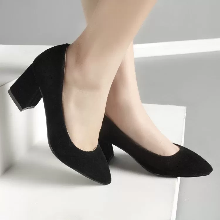 Coarse-heeled High Heelss Frosted Shallow-mouth Square Head Wedding Shoes Woman