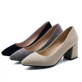 Coarse-heeled High Heelss Frosted Shallow-mouth Square Head Wedding Shoes Woman