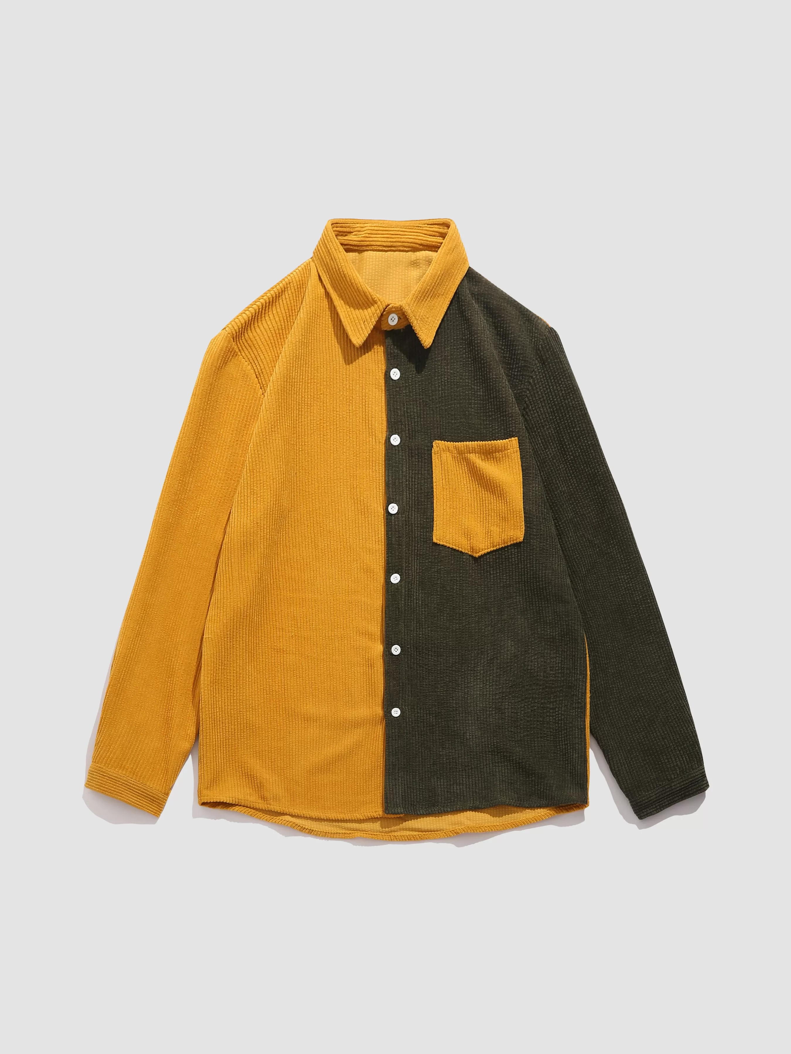 Corduroy Patchwork Long Sleeve Shirts