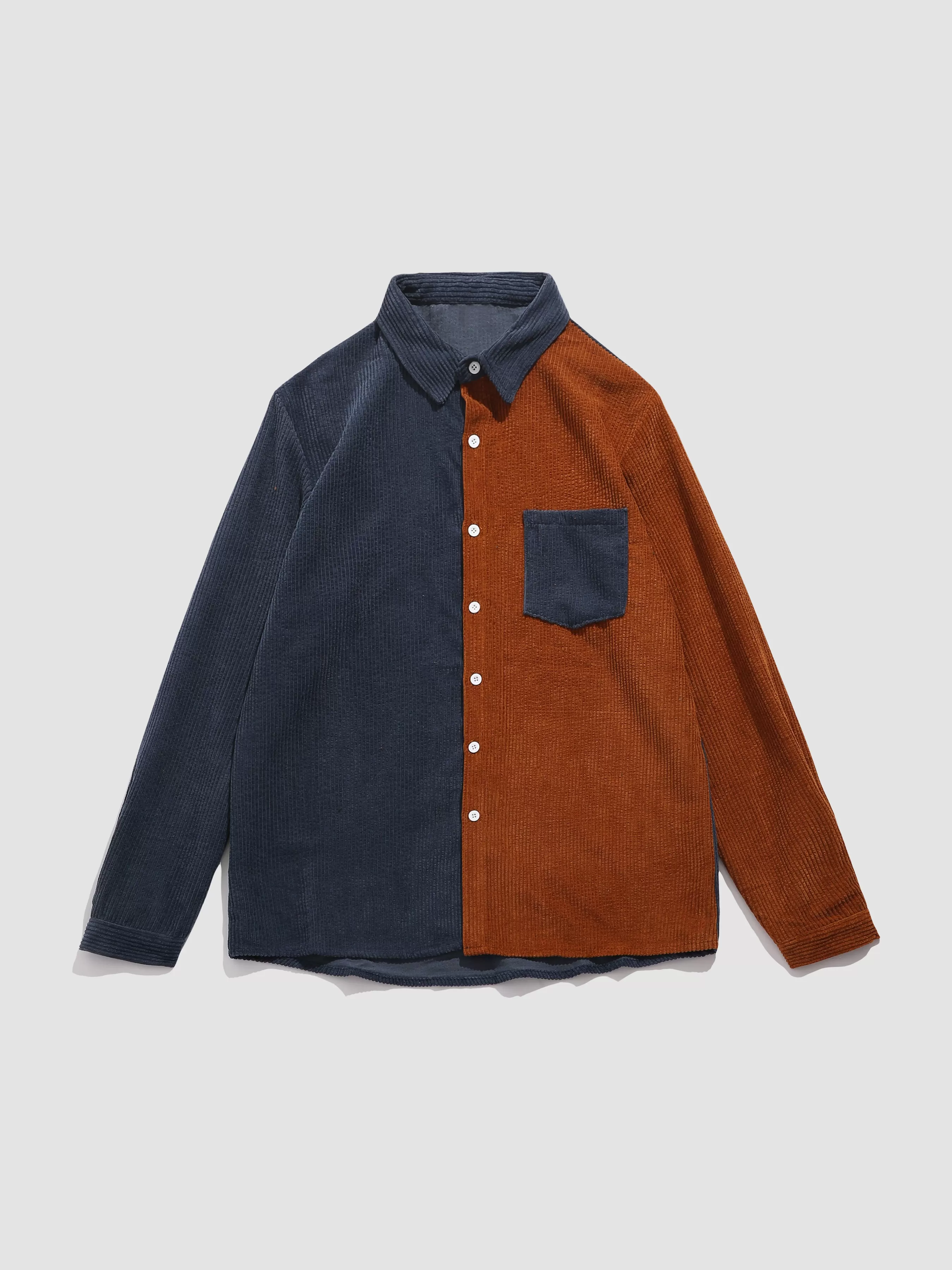 Corduroy Patchwork Long Sleeve Shirts