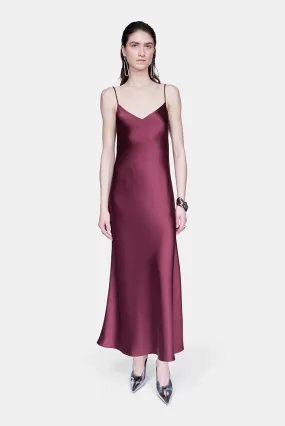 Cropped V Neck Slip Dress - Burgundy