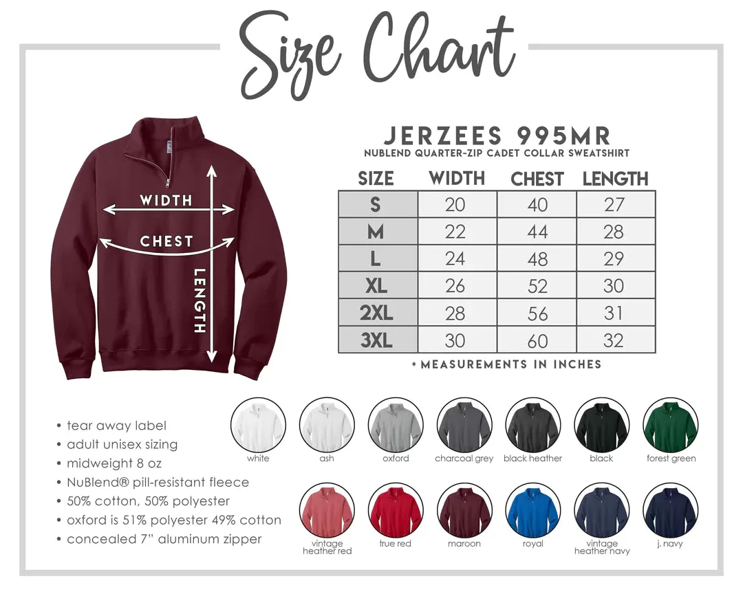 Custom Cross Country School Team Quarter Zip Sweatshirt