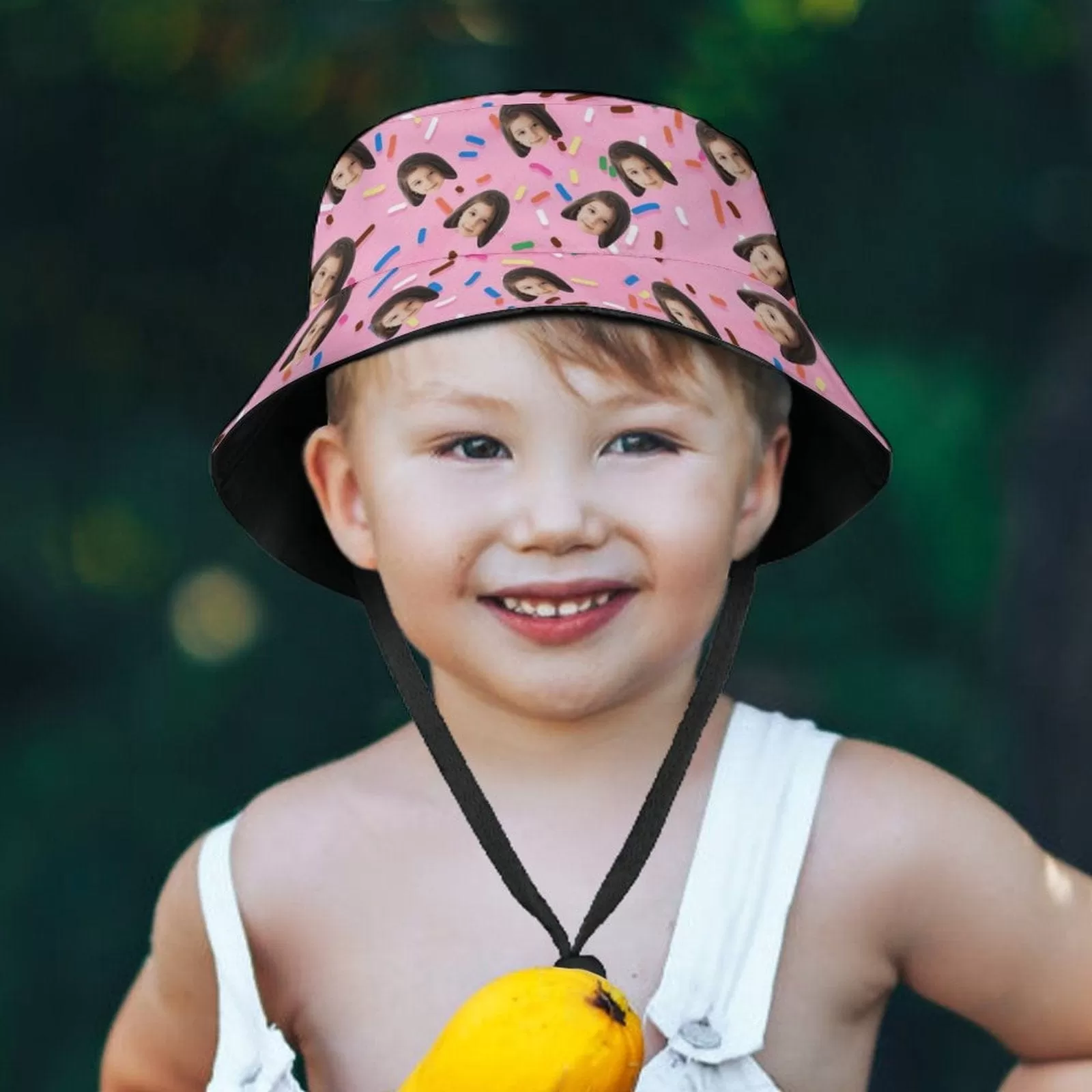 Custom Face Pink Background Kid's Bucket Boonie Hat