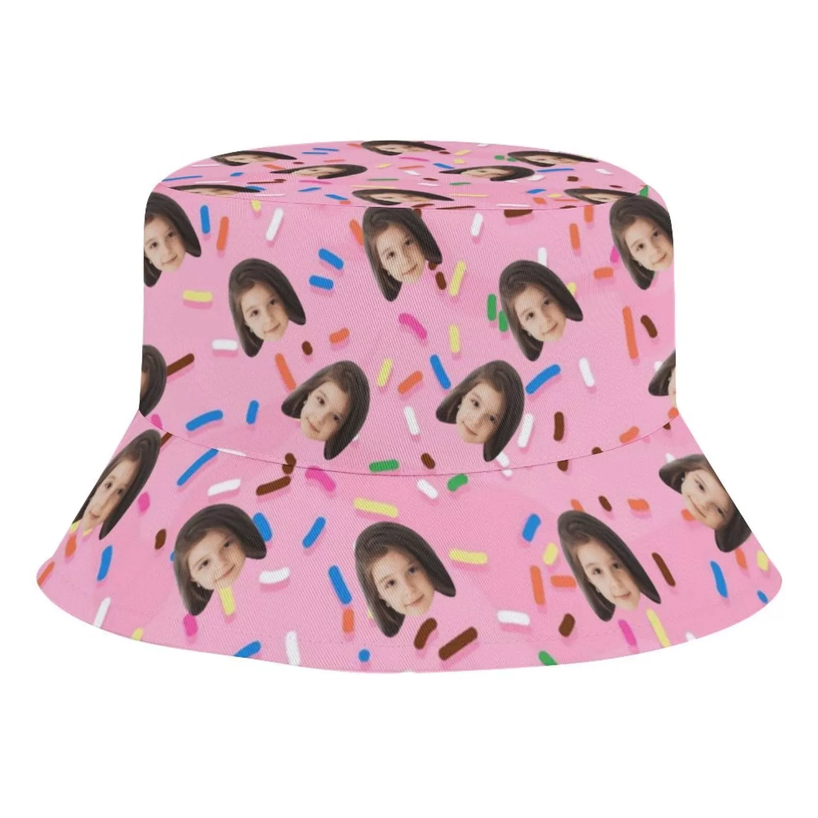 Custom Face Pink Background Kid's Bucket Boonie Hat