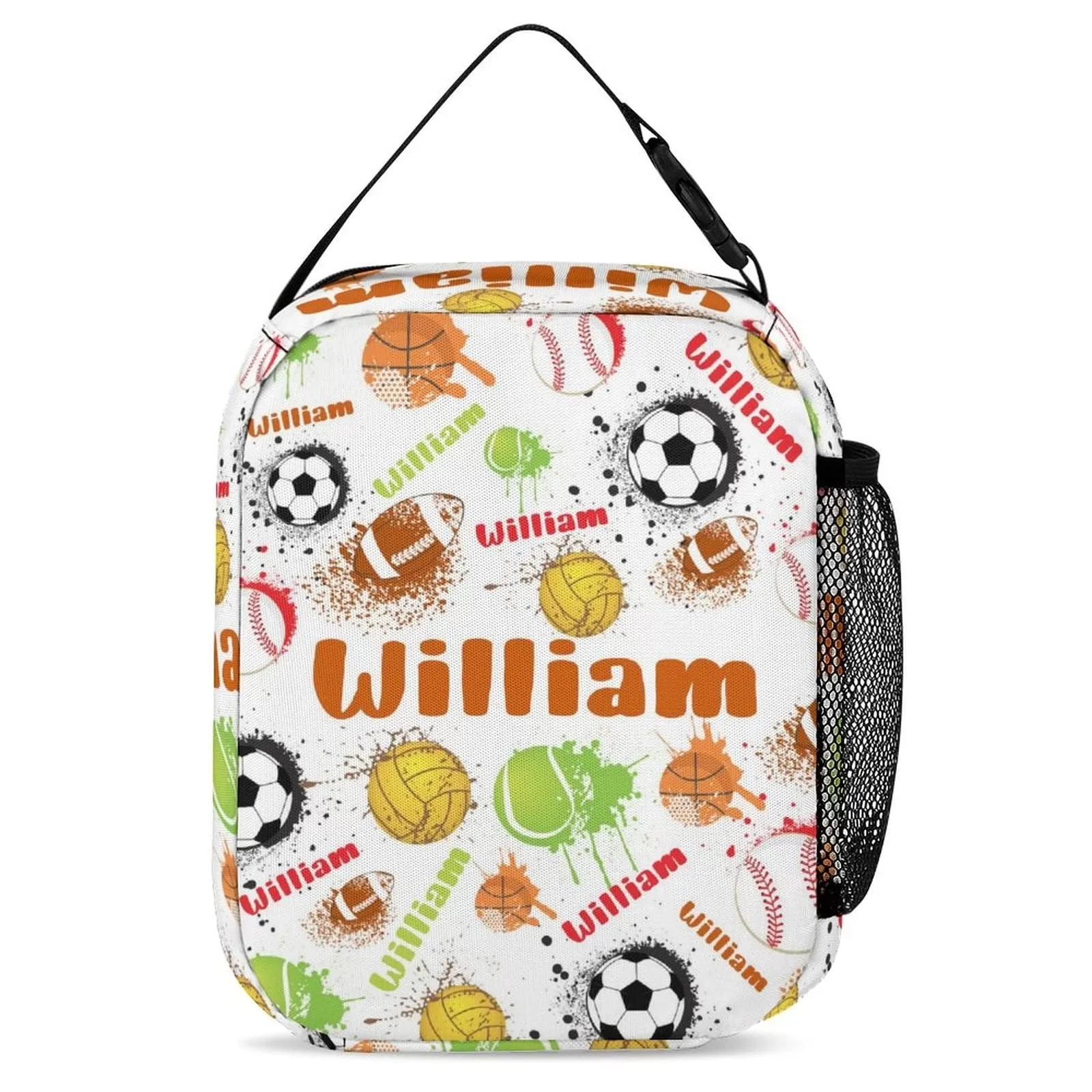 Custom Name Portable Soccer Insulated Lunch Bag