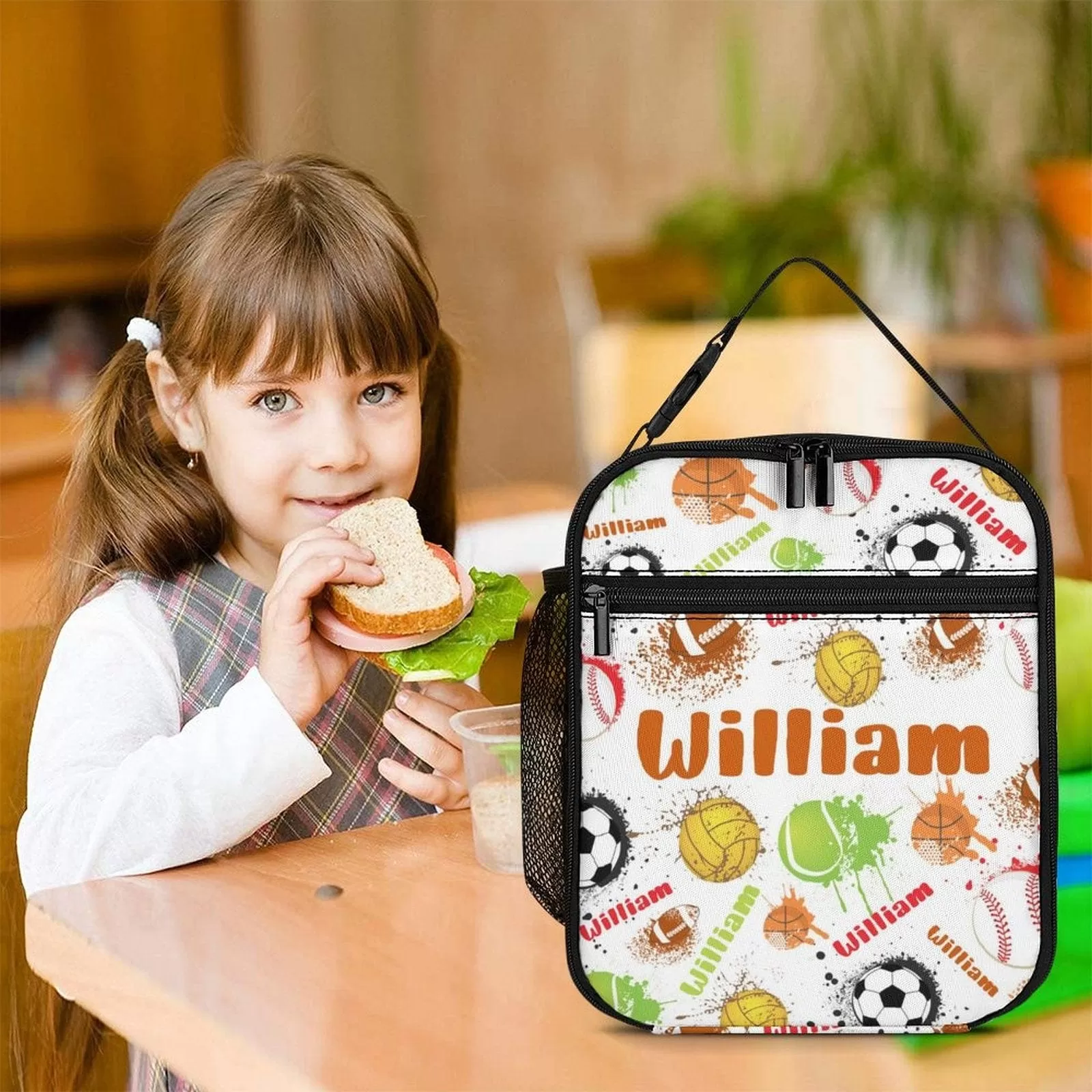 Custom Name Portable Soccer Insulated Lunch Bag