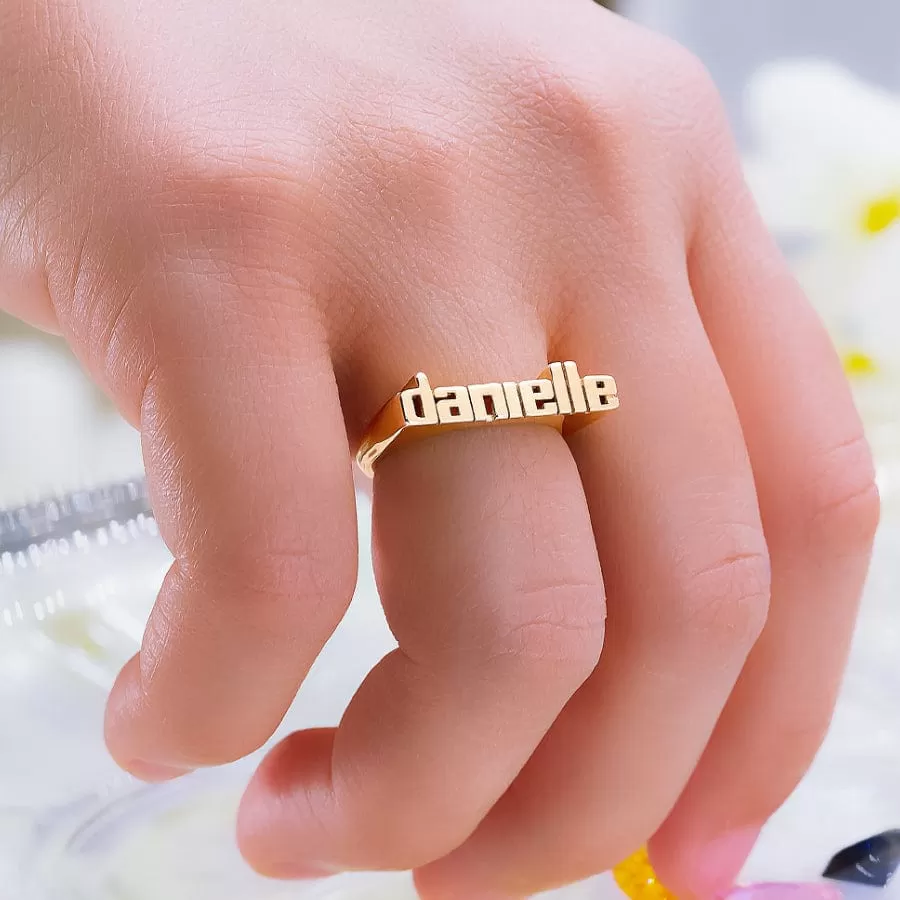 Custom Name Ring - Lowercase Block Name Ring