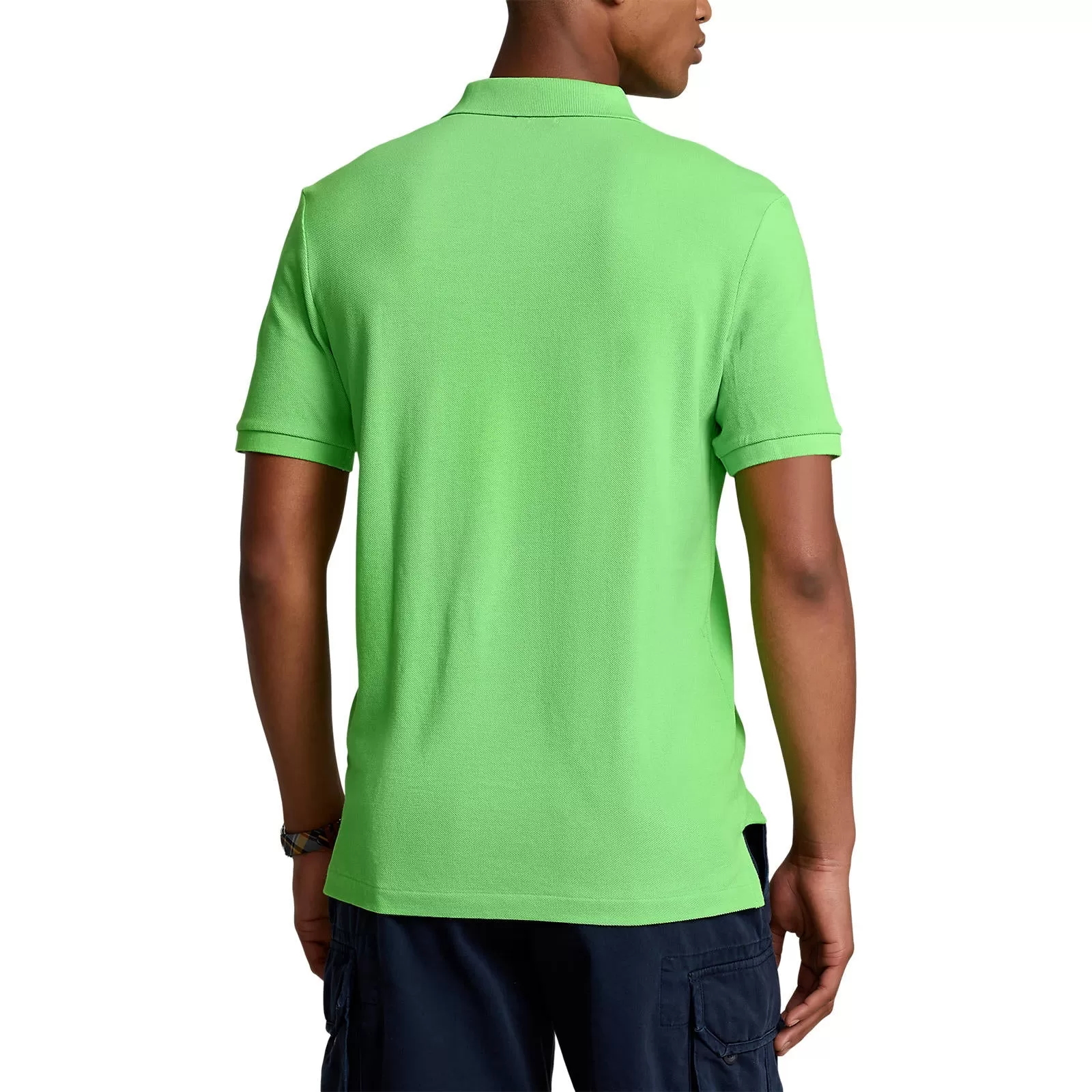 Custom Slim Fit Mesh Polo Shirt - Kiwi Lime