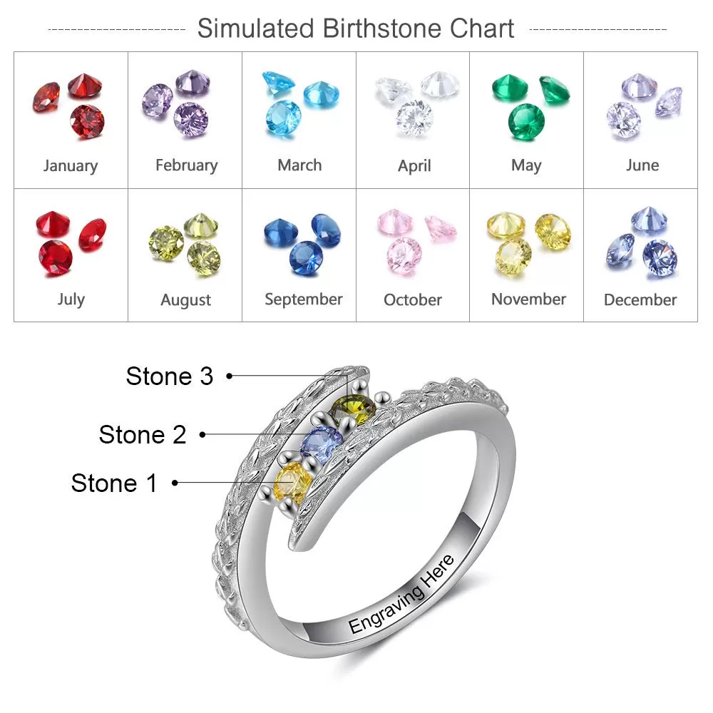 Customized 3 Round Birthstones Ring For Women