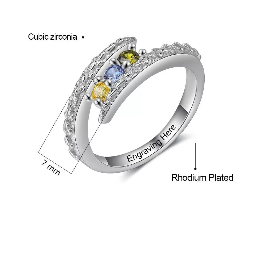 Customized 3 Round Birthstones Ring For Women