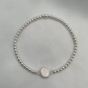 Dainty St Benedict Bead Bracelet Sterling Silver