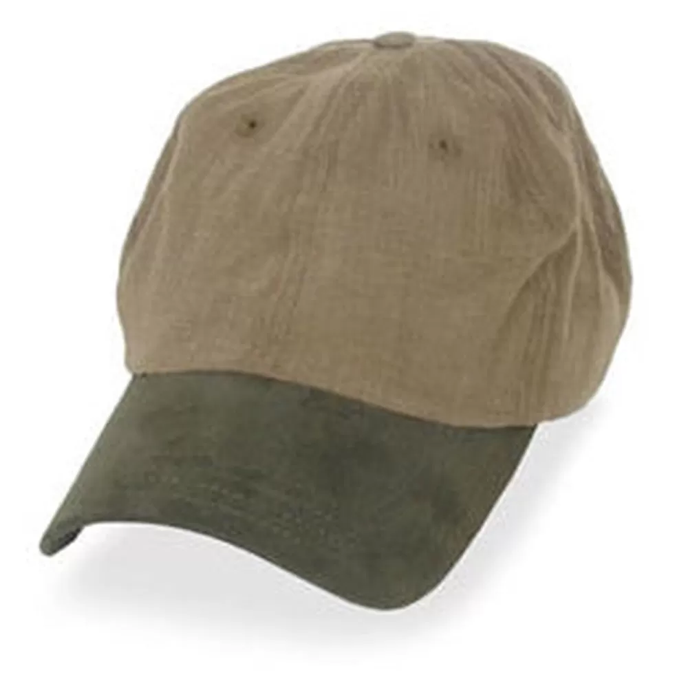 Dark Khaki with Olive Suede Visor - Unstructured Baseball Cap