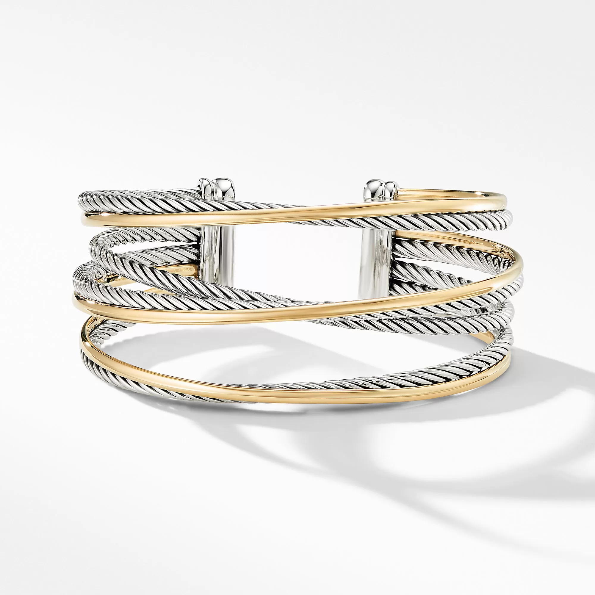 David Yurman Crossover Four-Row Cuff Bracelet with Gold