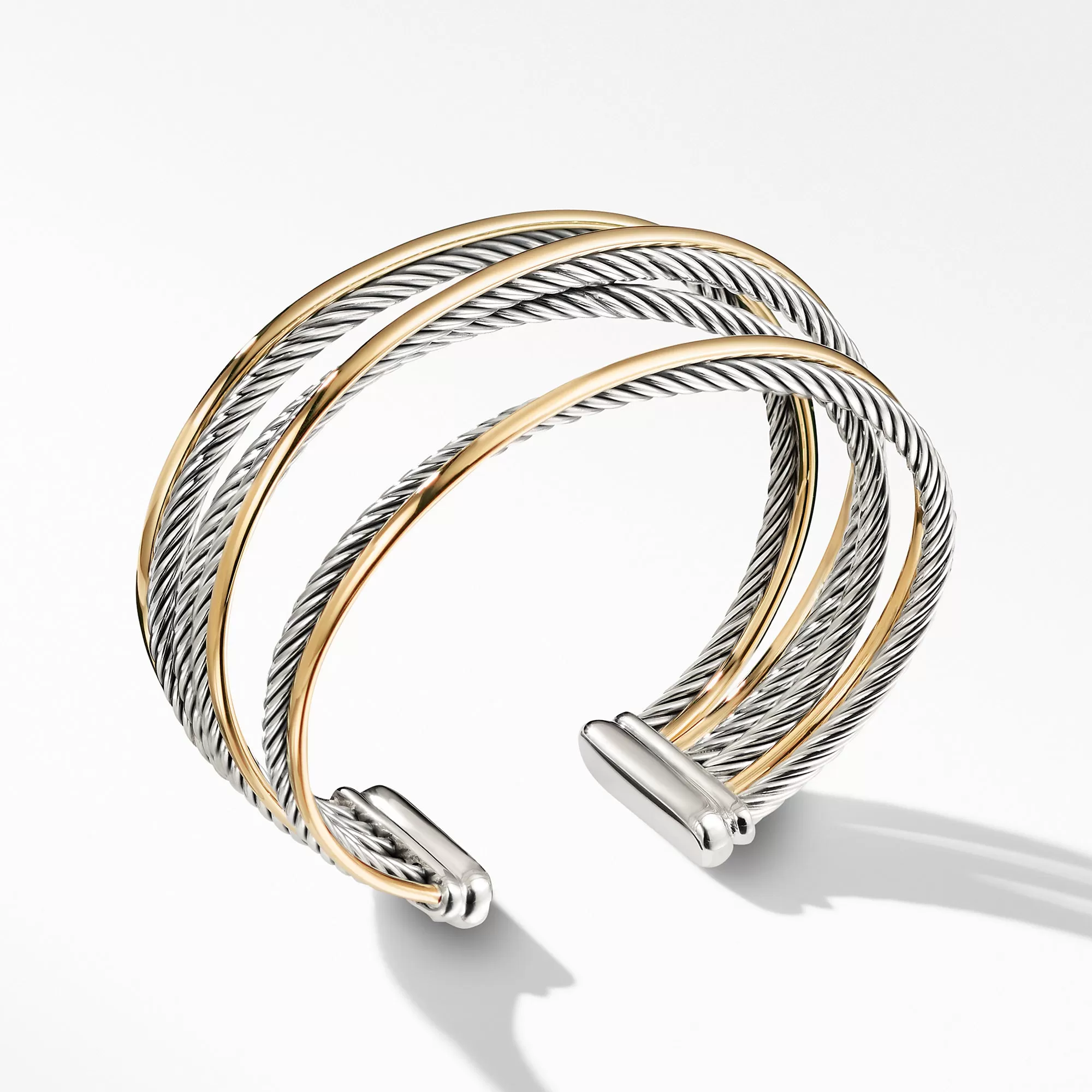 David Yurman Crossover Four-Row Cuff Bracelet with Gold