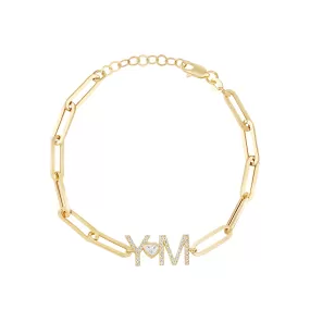 Diamond Initials With Mixed Shape on PaperClip Bracelet