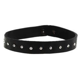 Diamond Studded Leather Bracelet