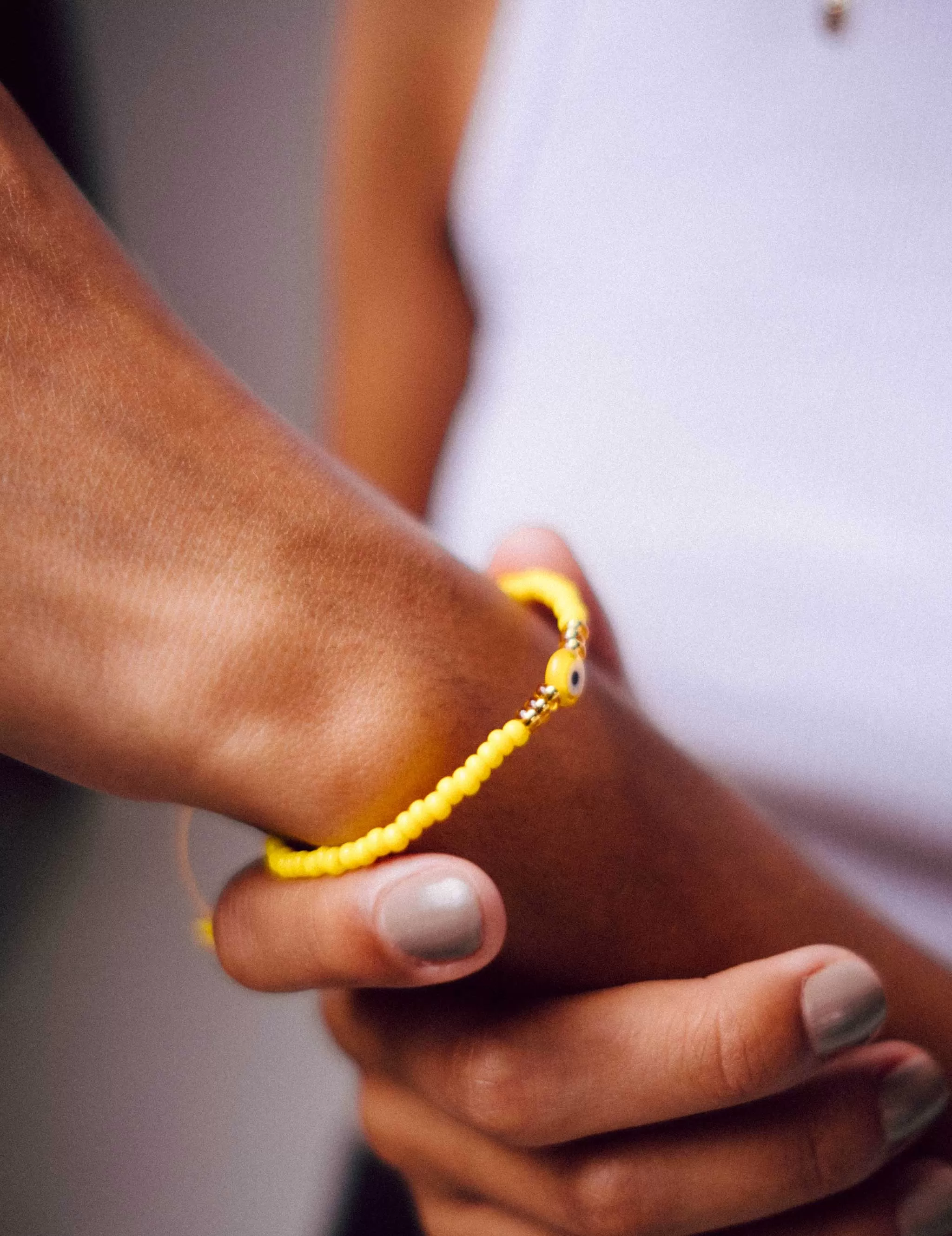 Evil Eye Seed Bead in Yellow