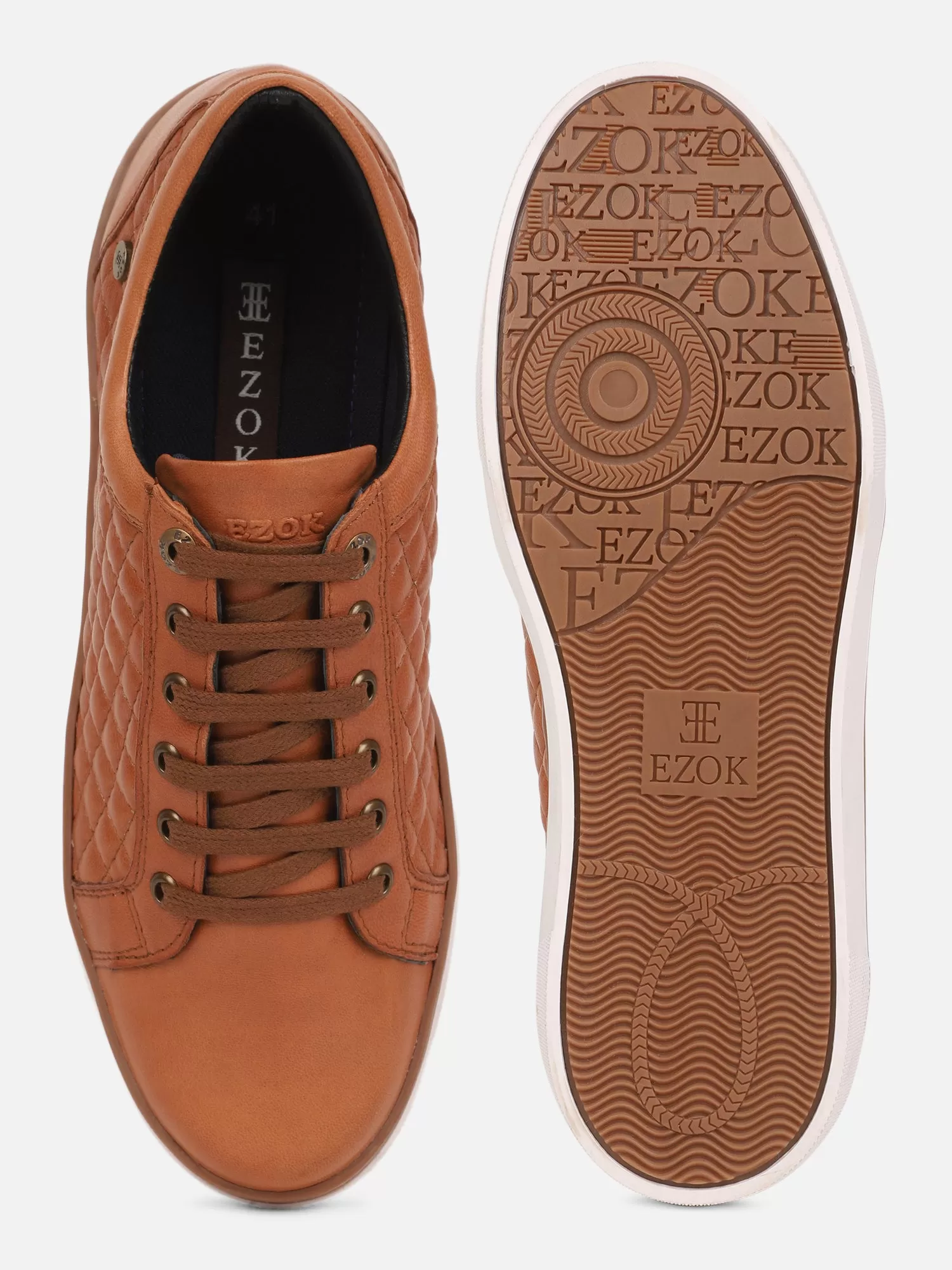 Ezok Men Casual Leather Sneaker ( Tan )