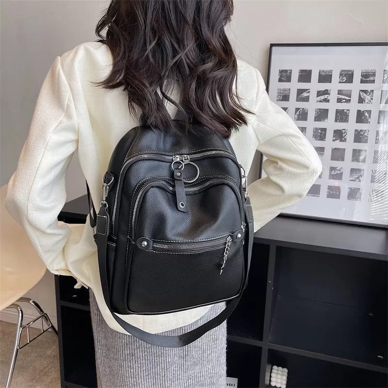 Fashion Leather College Bags - Women's Cool backpack WV1235