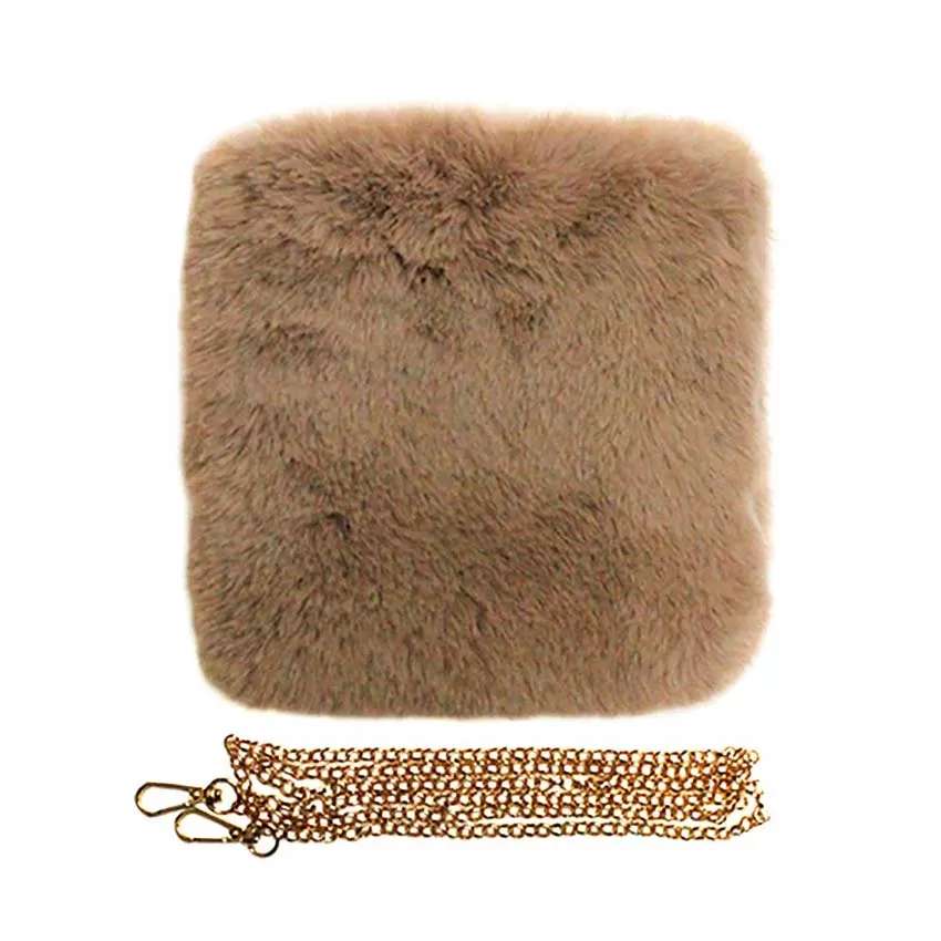 Faux Fur Square Crossbody Bag