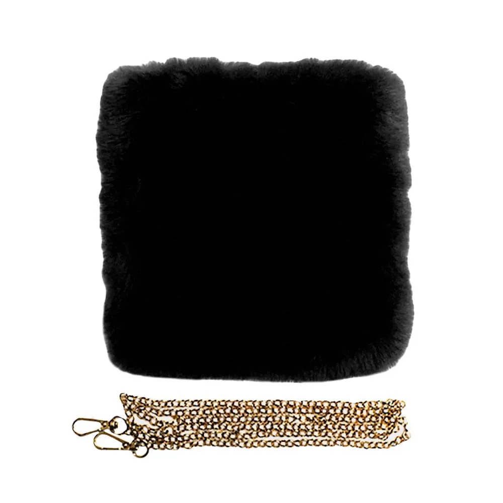 Faux Fur Square Crossbody Bag