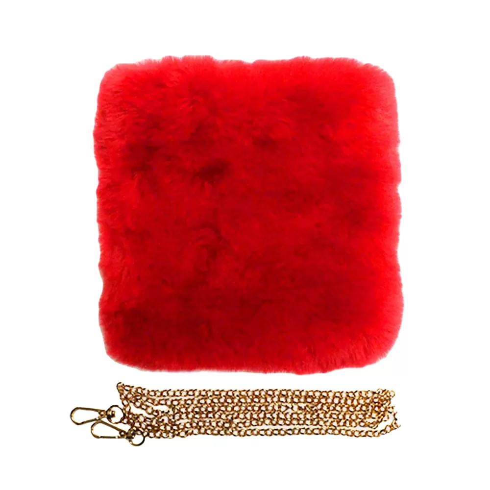 Faux Fur Square Crossbody Bag