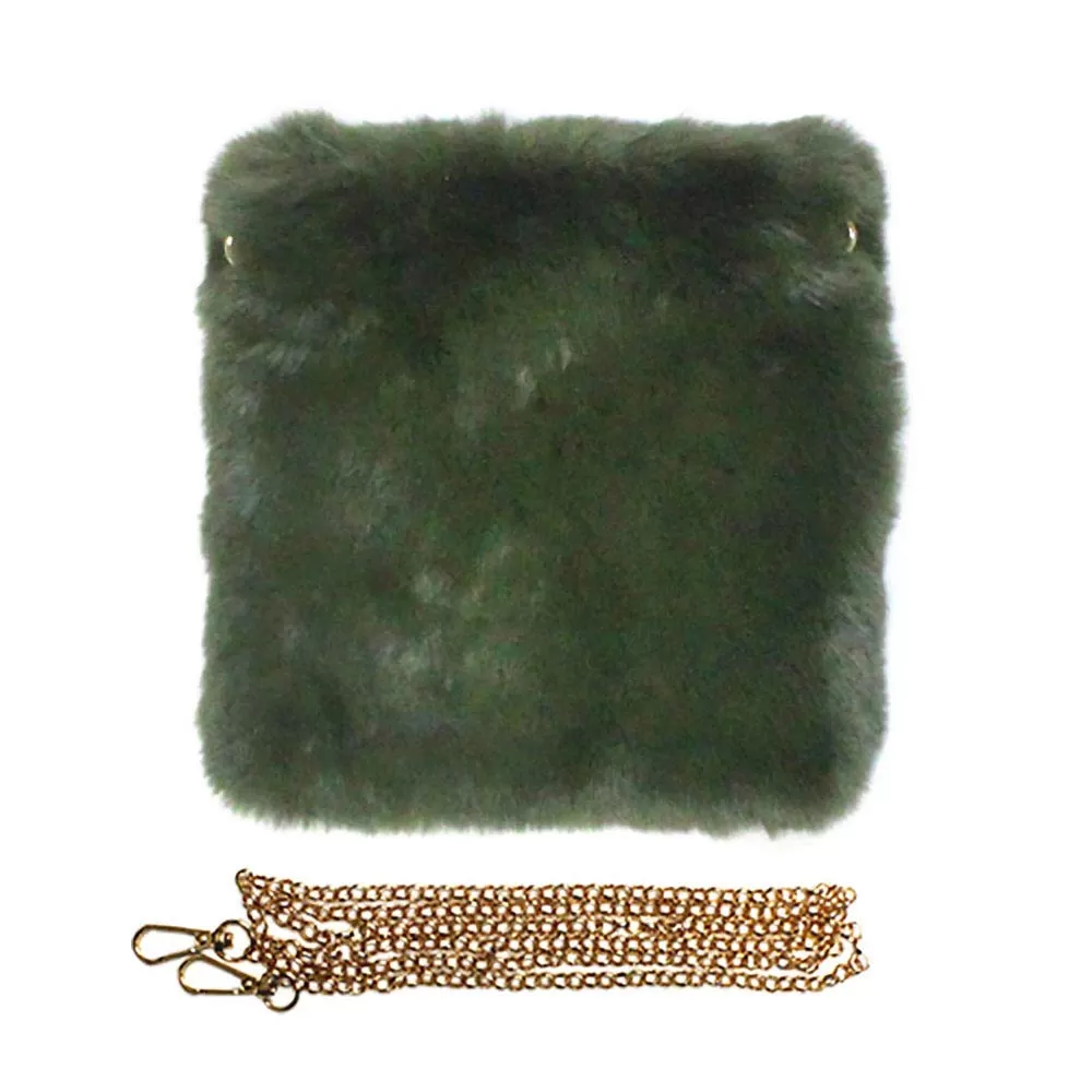 Faux Fur Square Crossbody Bag