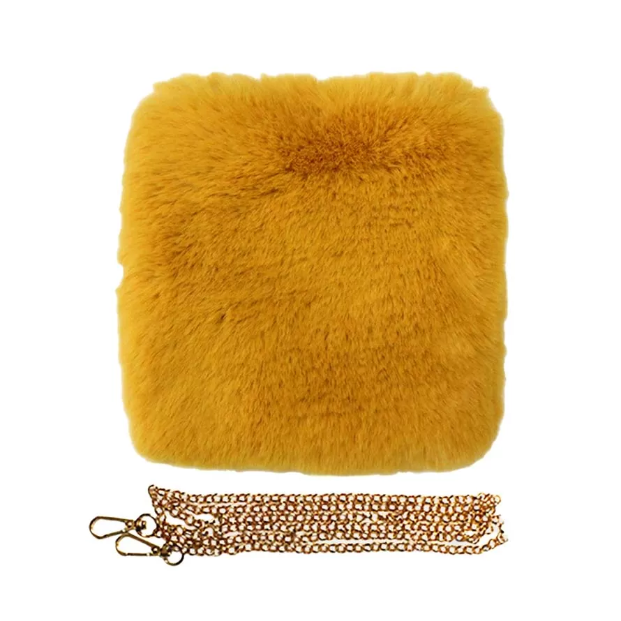 Faux Fur Square Crossbody Bag