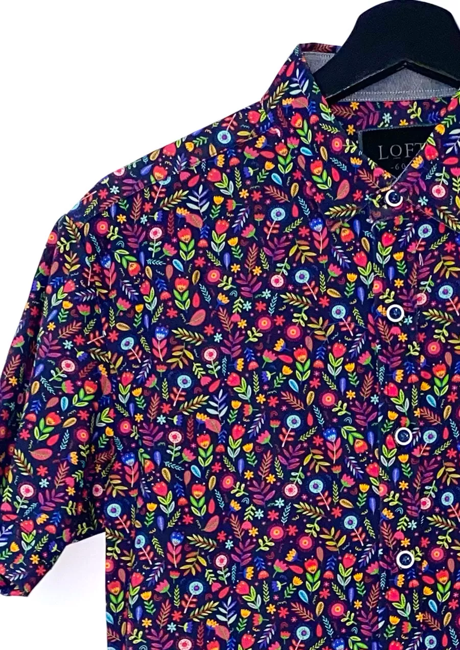 Floral Pattern Shirt (Navy)