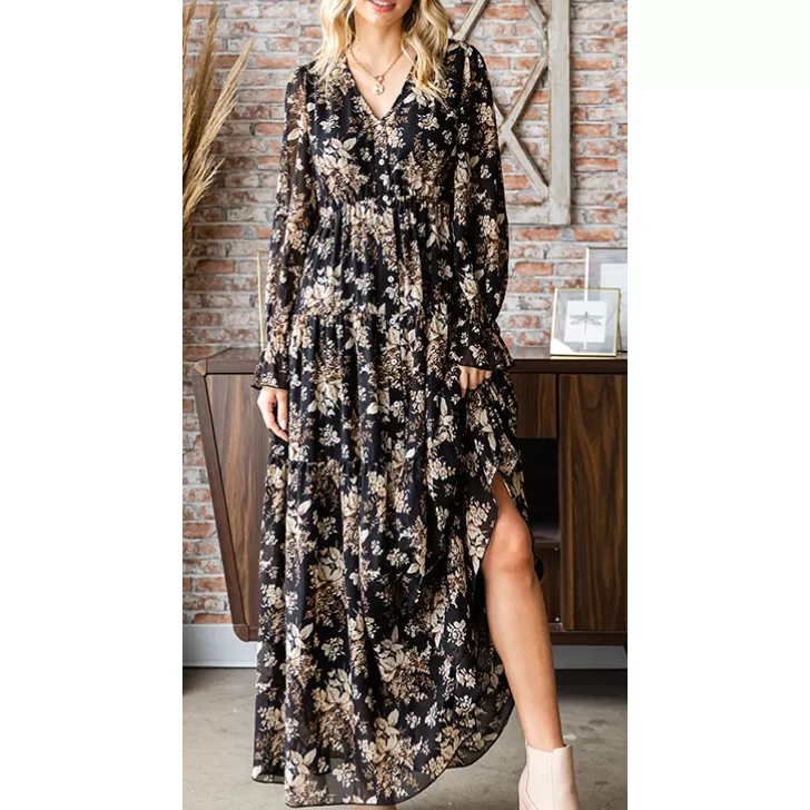 FLORAL PRINT MAXI DRESS