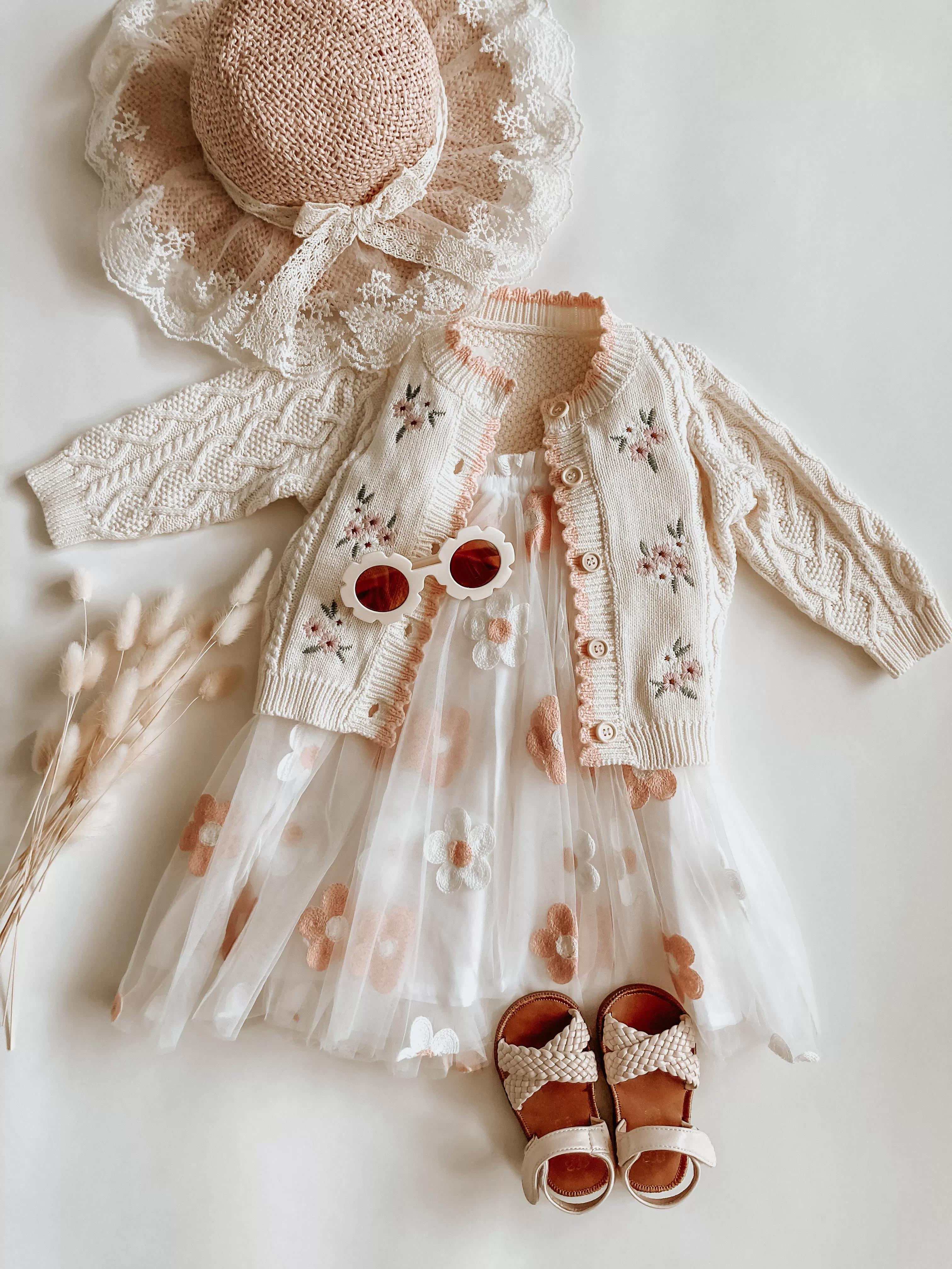 Floral tulle dress Peach