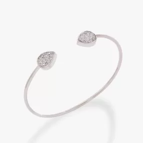 Glitter Druzy Flex Cuff Bracelet, Silver