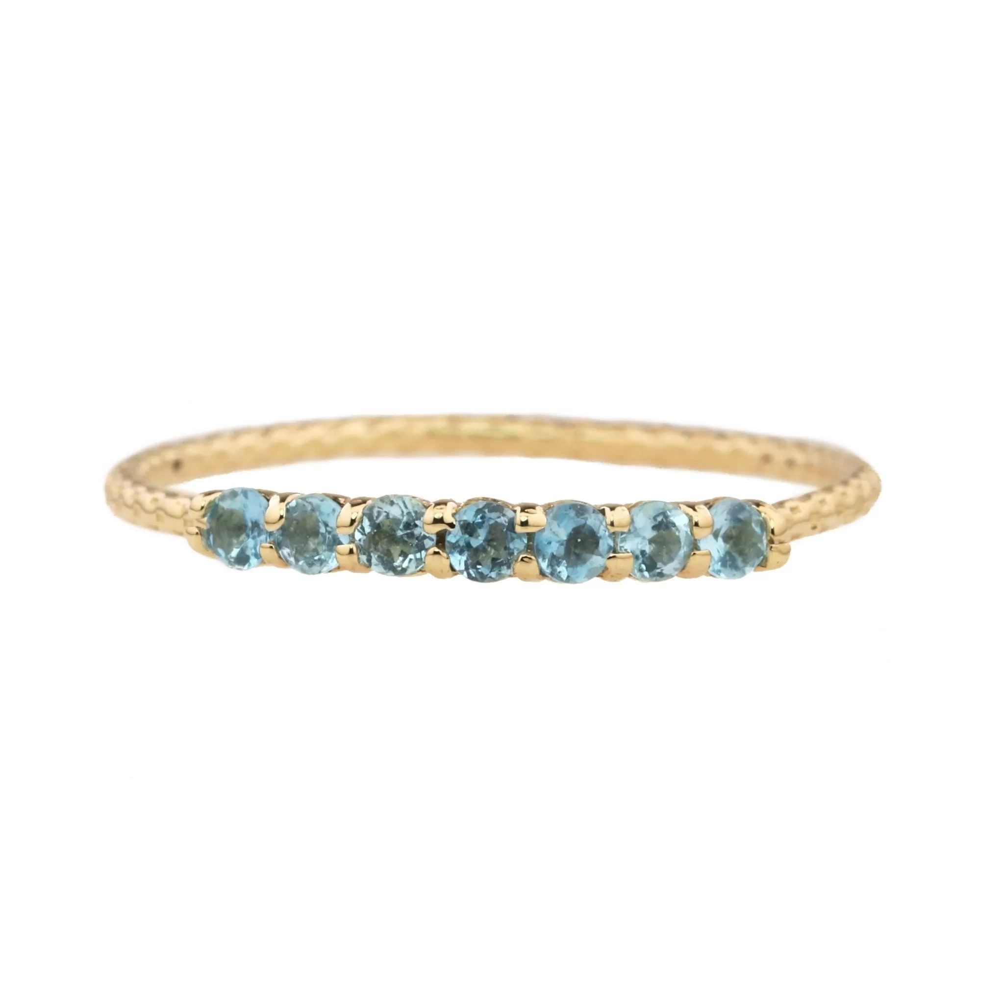 Gold Antique Waif Ring with Aquamarines