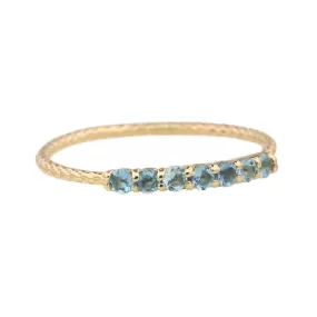 Gold Antique Waif Ring with Aquamarines