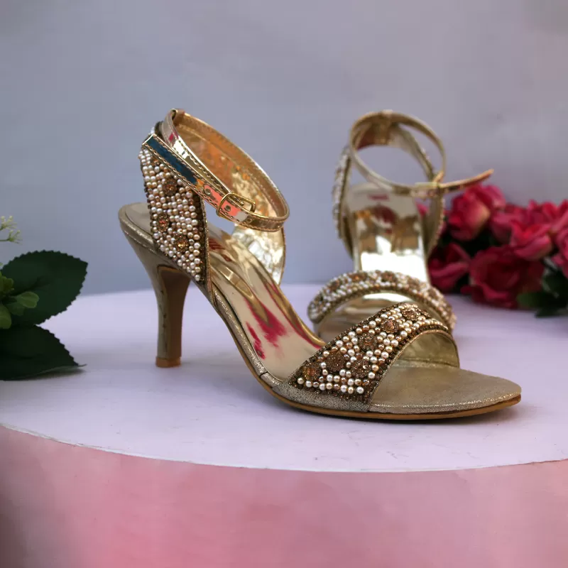 Golden Heel Sandal For Women