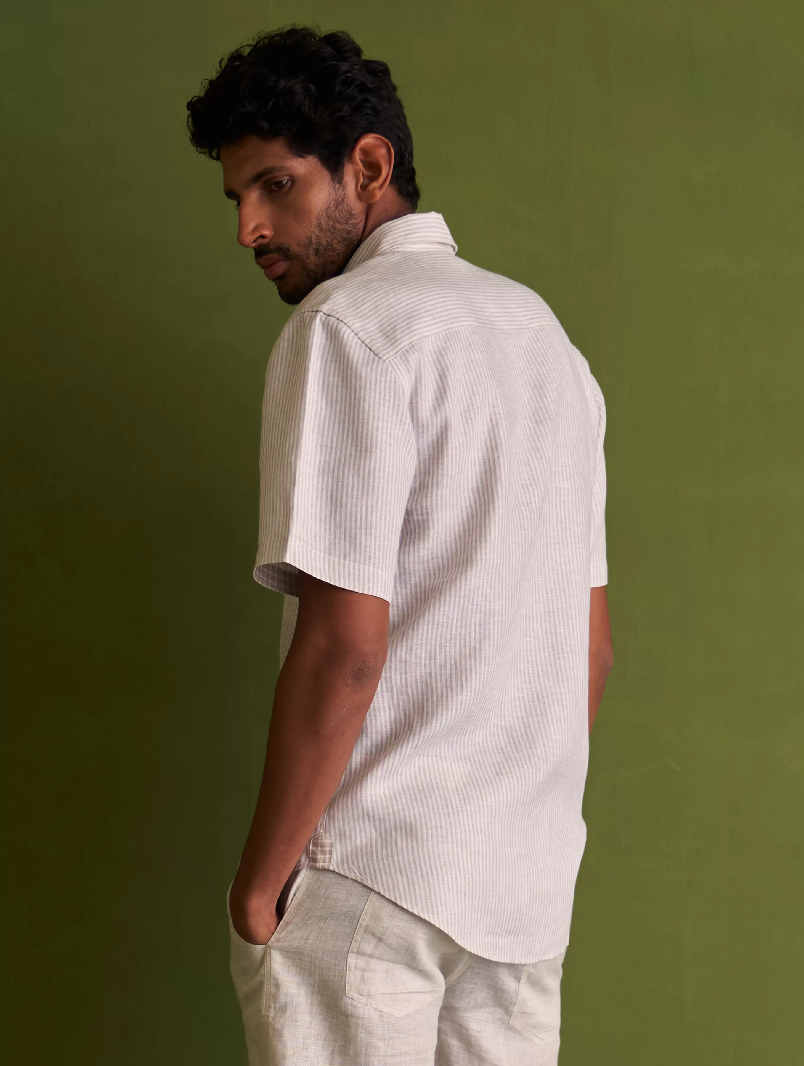 Hanzo Linen Shirt - Beige Stripe