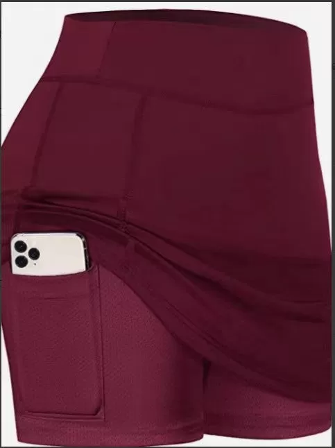 Haute Edition Women's Active Skirt Skort with Inner Phone Pocket Shorts