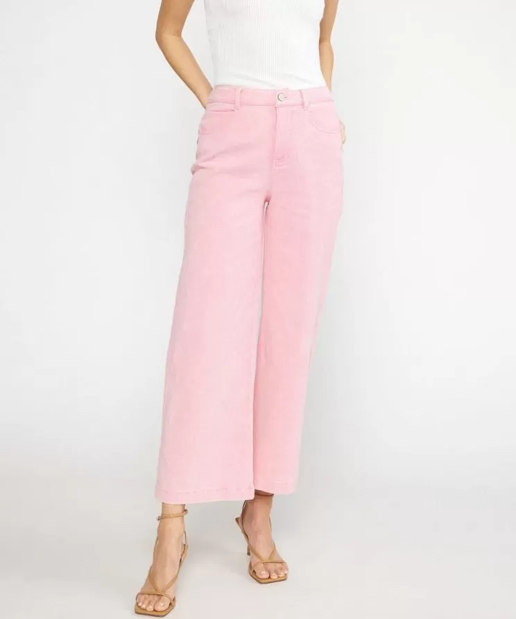 High Waisted Wide Leg Pants - Pink