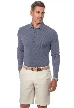 IBKUL Mini Check Print Long Sleeve Polo