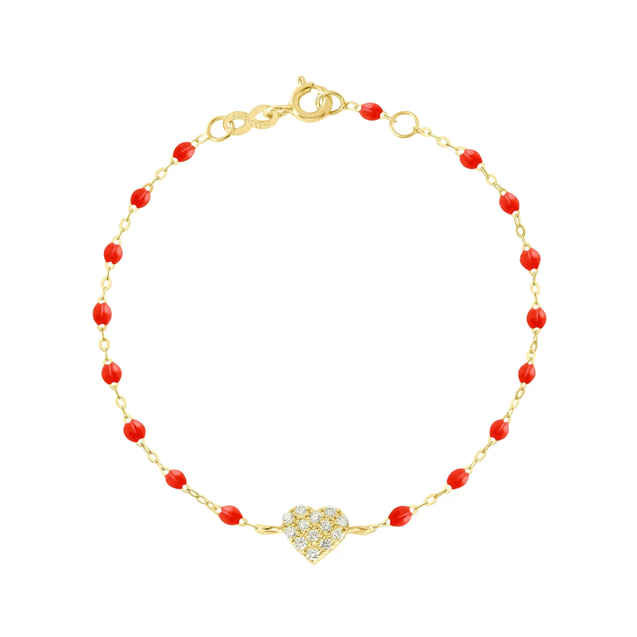 In Love Diamond Bracelet, Coral, Yellow Gold, 6.7"