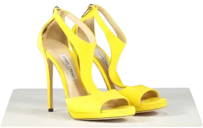 Jimmy Choo Yellow Suede Lana 120 T-bar Sandals UK 6.5 EU 39.5 👠