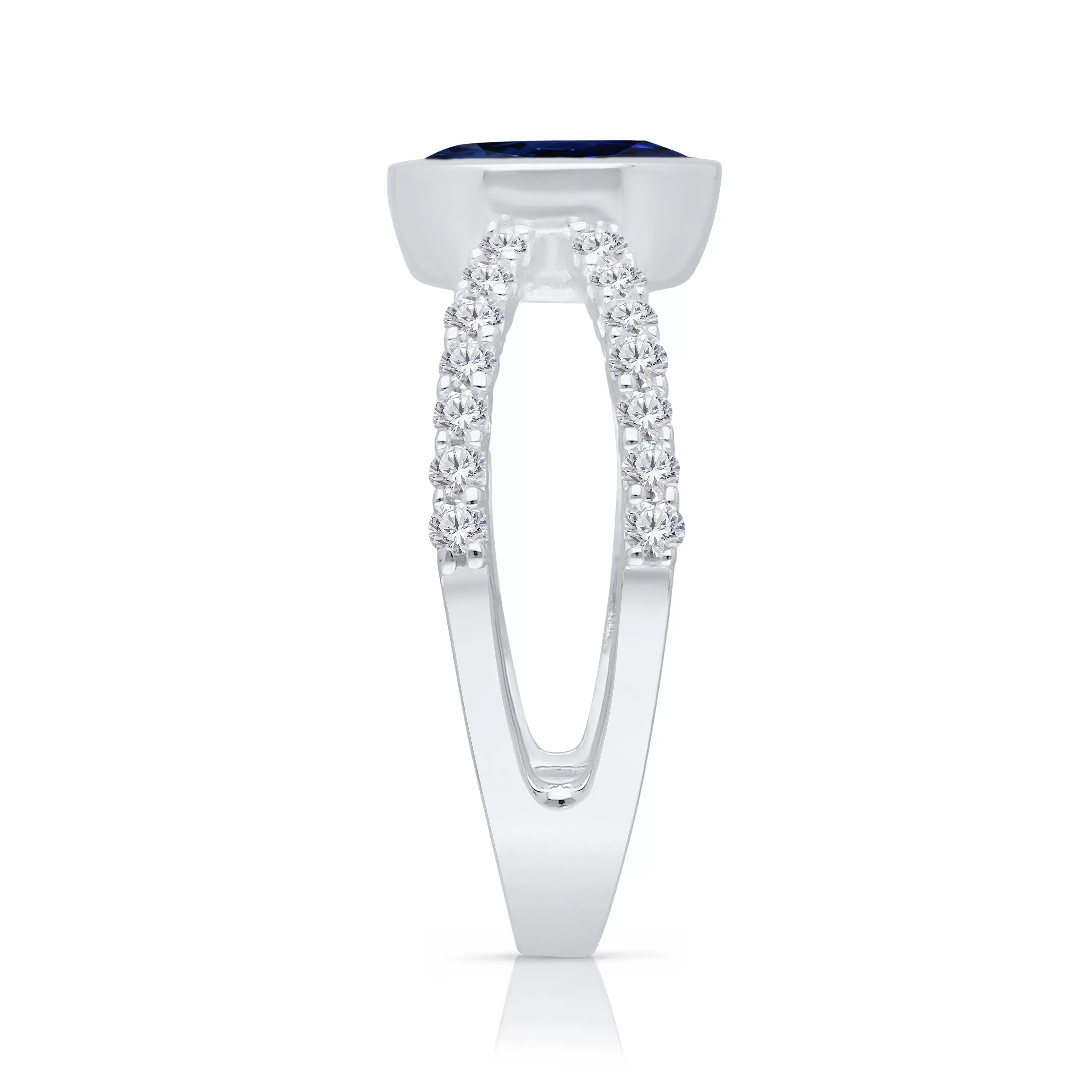 Kallati Heirloom Sapphire & Diamond Engagement Ring in 14K White Gold