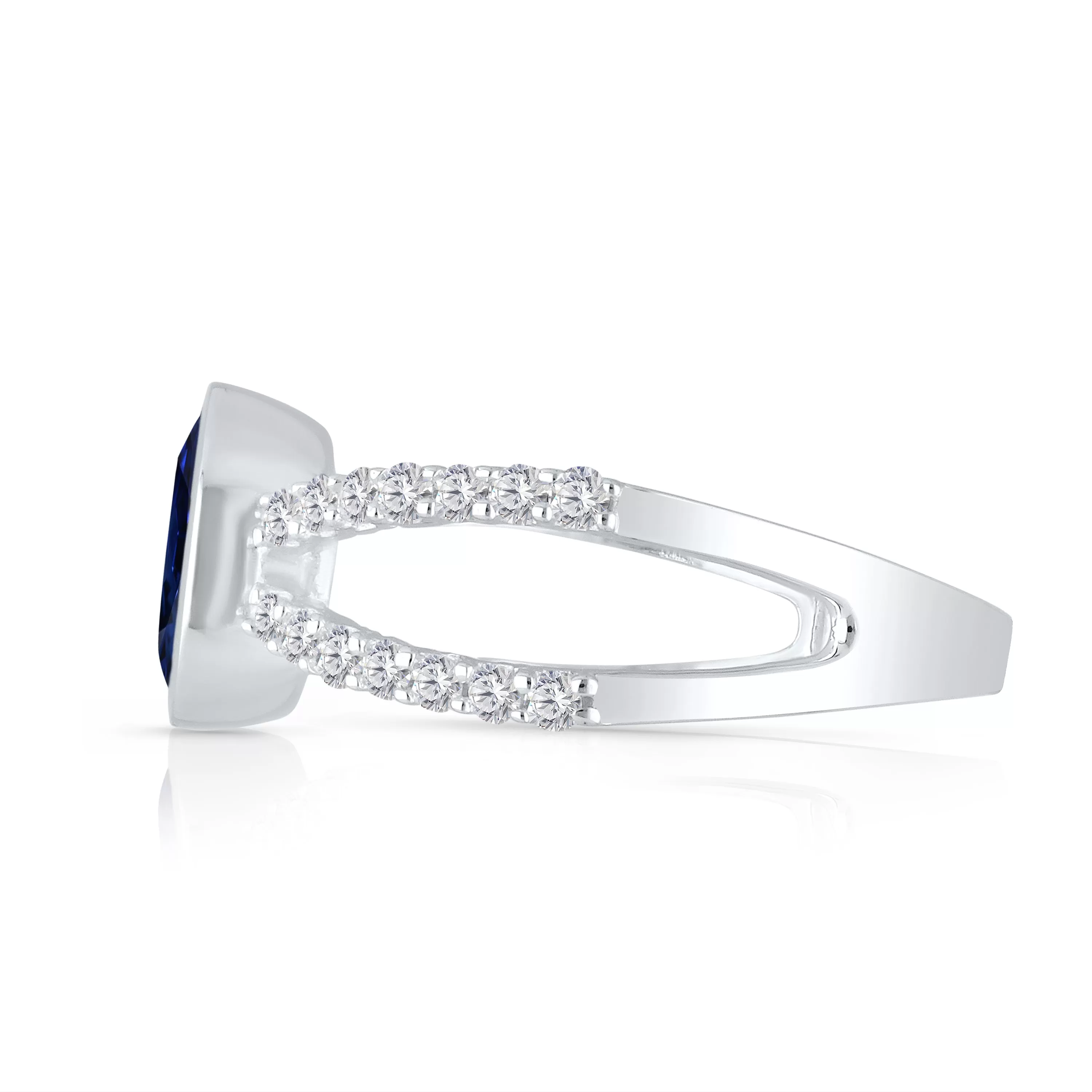 Kallati Heirloom Sapphire & Diamond Engagement Ring in 14K White Gold