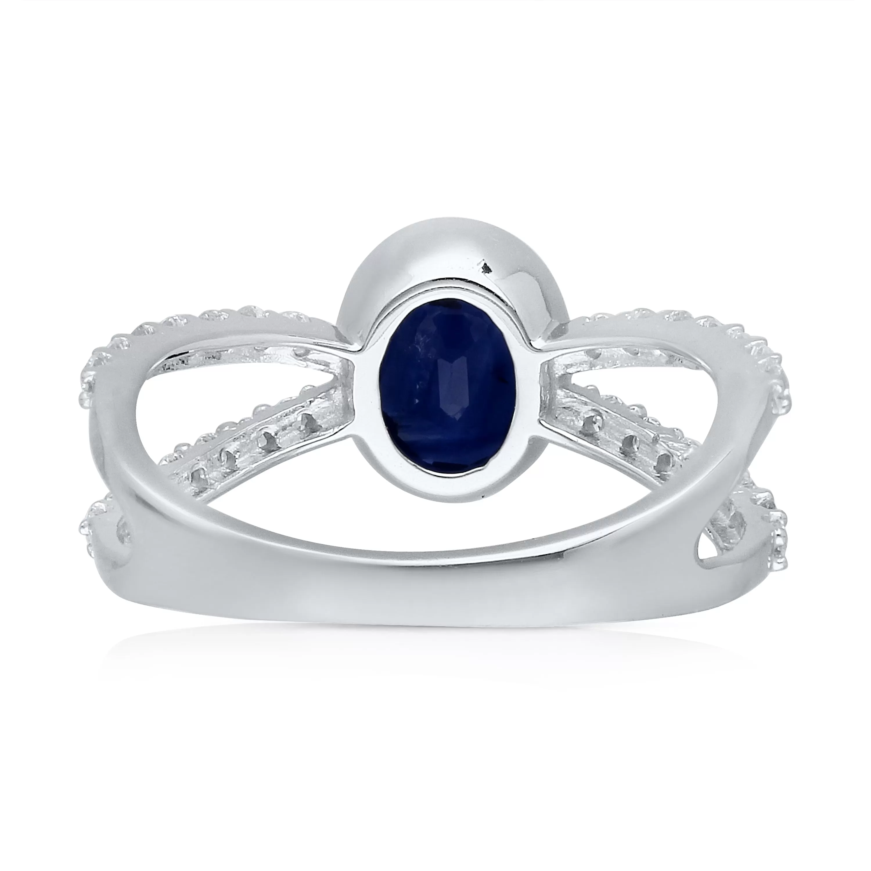 Kallati Heirloom Sapphire & Diamond Engagement Ring in 14K White Gold