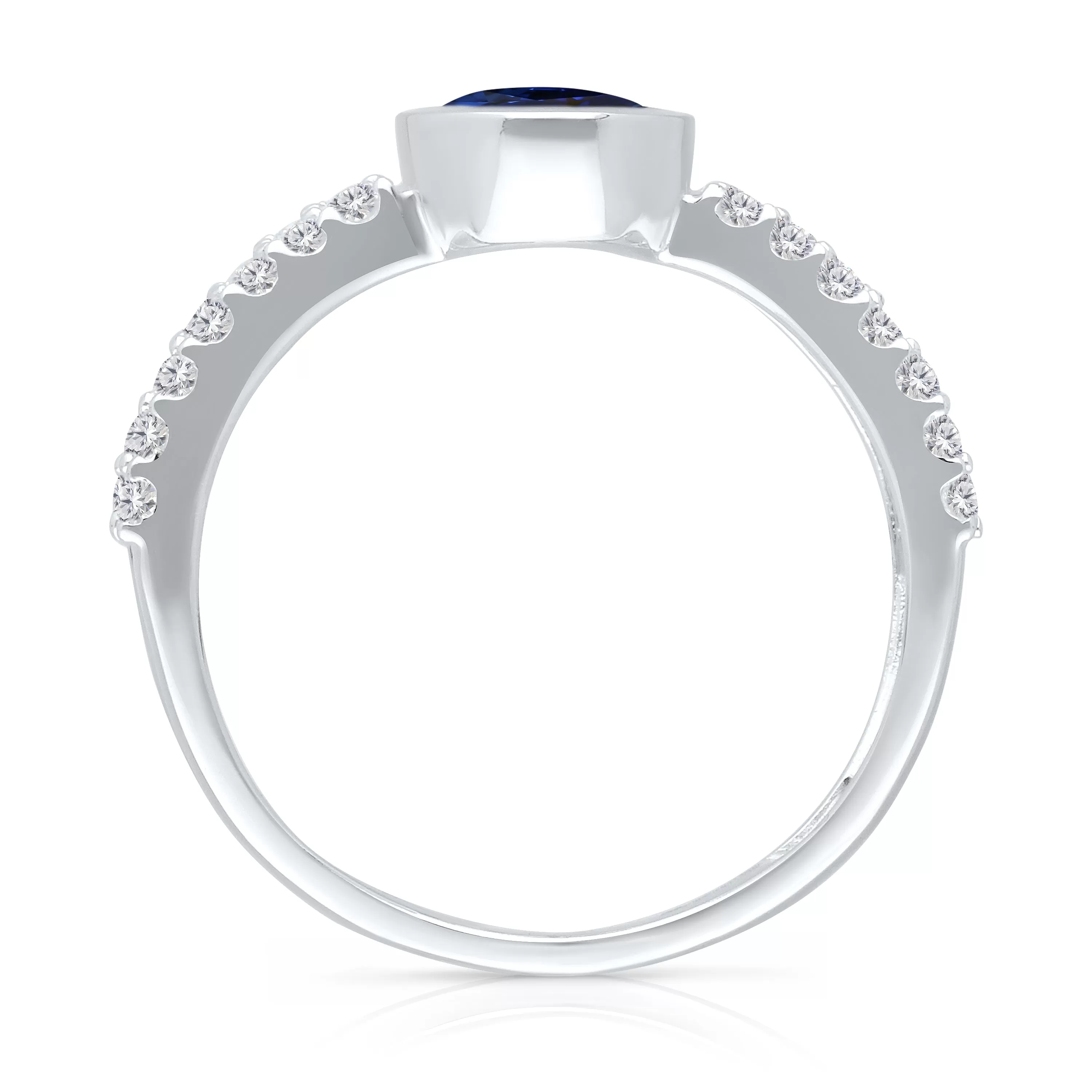 Kallati Heirloom Sapphire & Diamond Engagement Ring in 14K White Gold