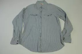 Levis Pin Striped Vintage 70's Hippie Chambray Button Up Work Shirt