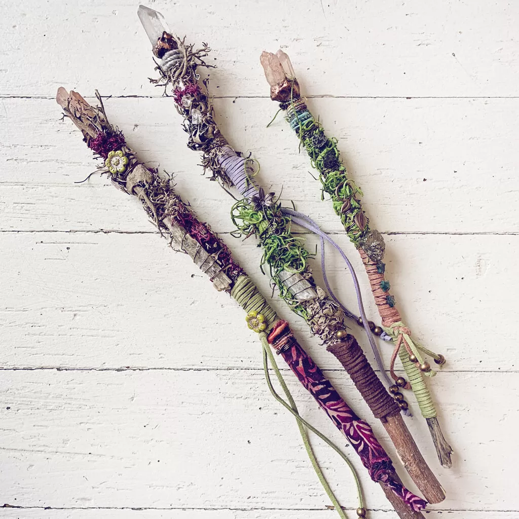 magick // willow or applewood branch crystal electroformed wand